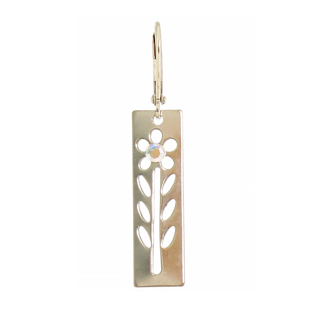 Etched Crystal Flower Earring