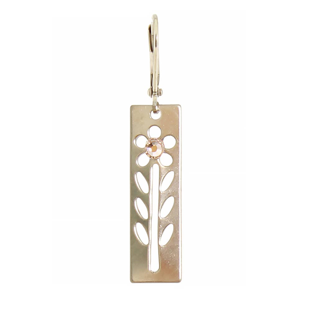 Etched Crystal Flower Earring