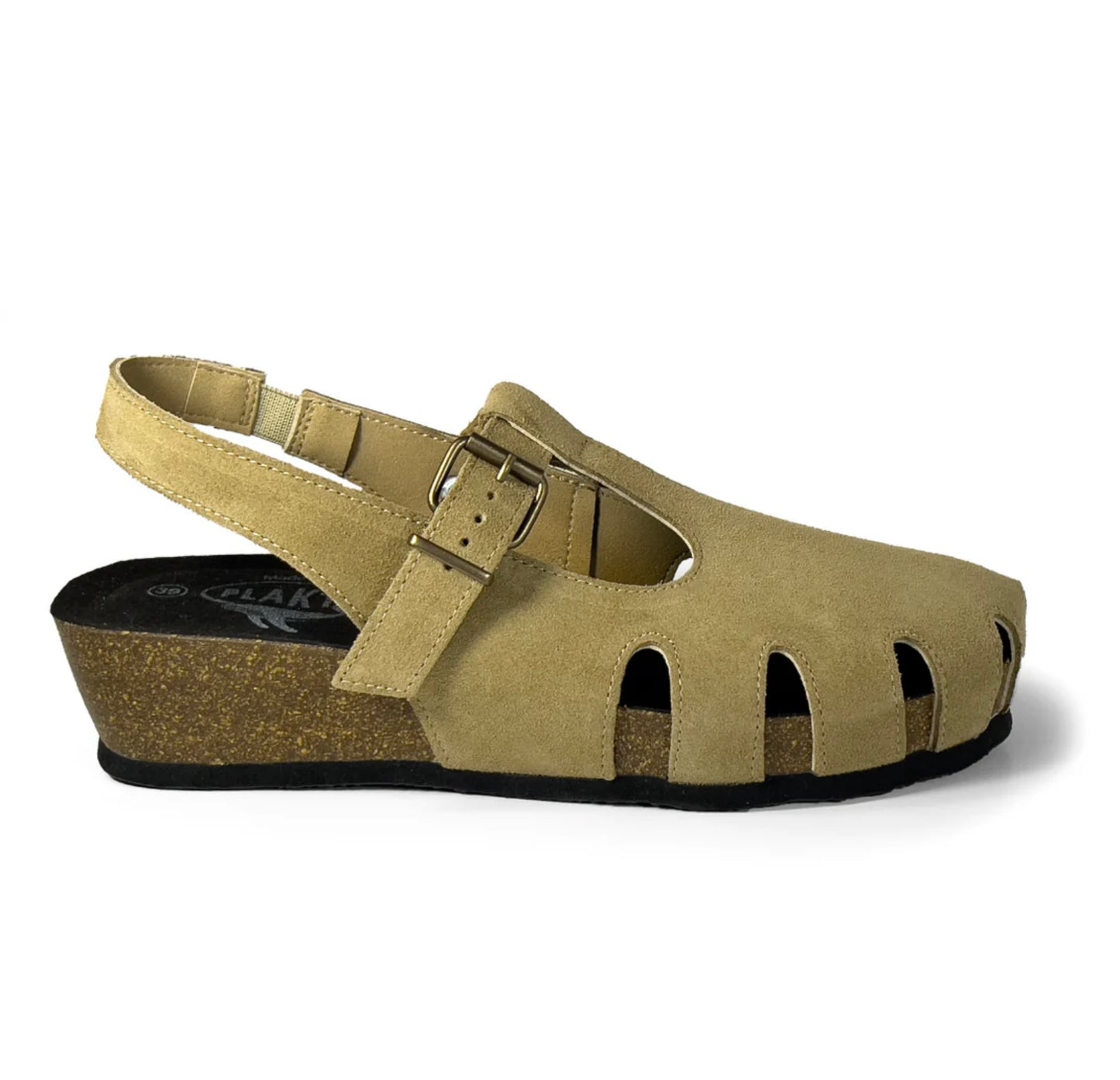 Closed Toe Suede Wedge w/Ankle Strap