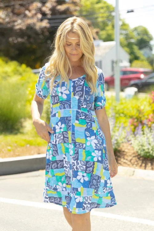 Island Hand Block Cotton Bistro Dress
