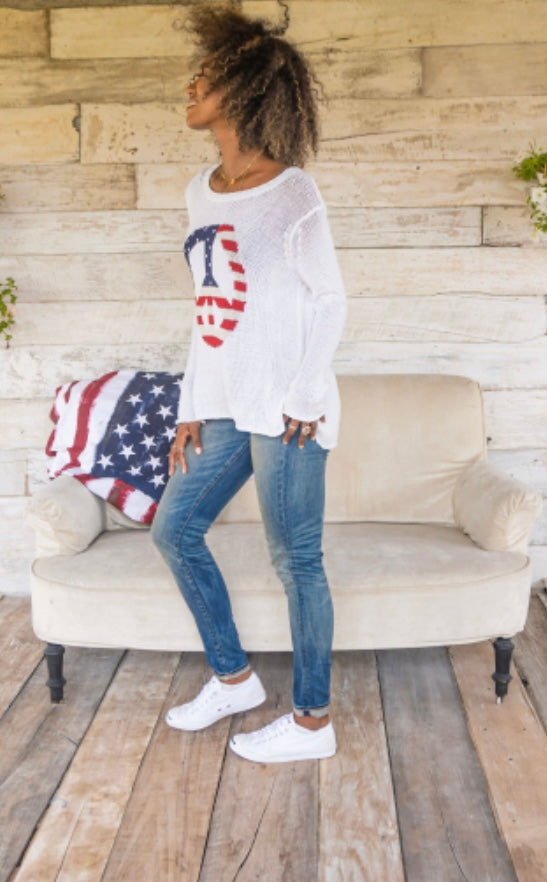 Peace Sign Flag Crew Cotton