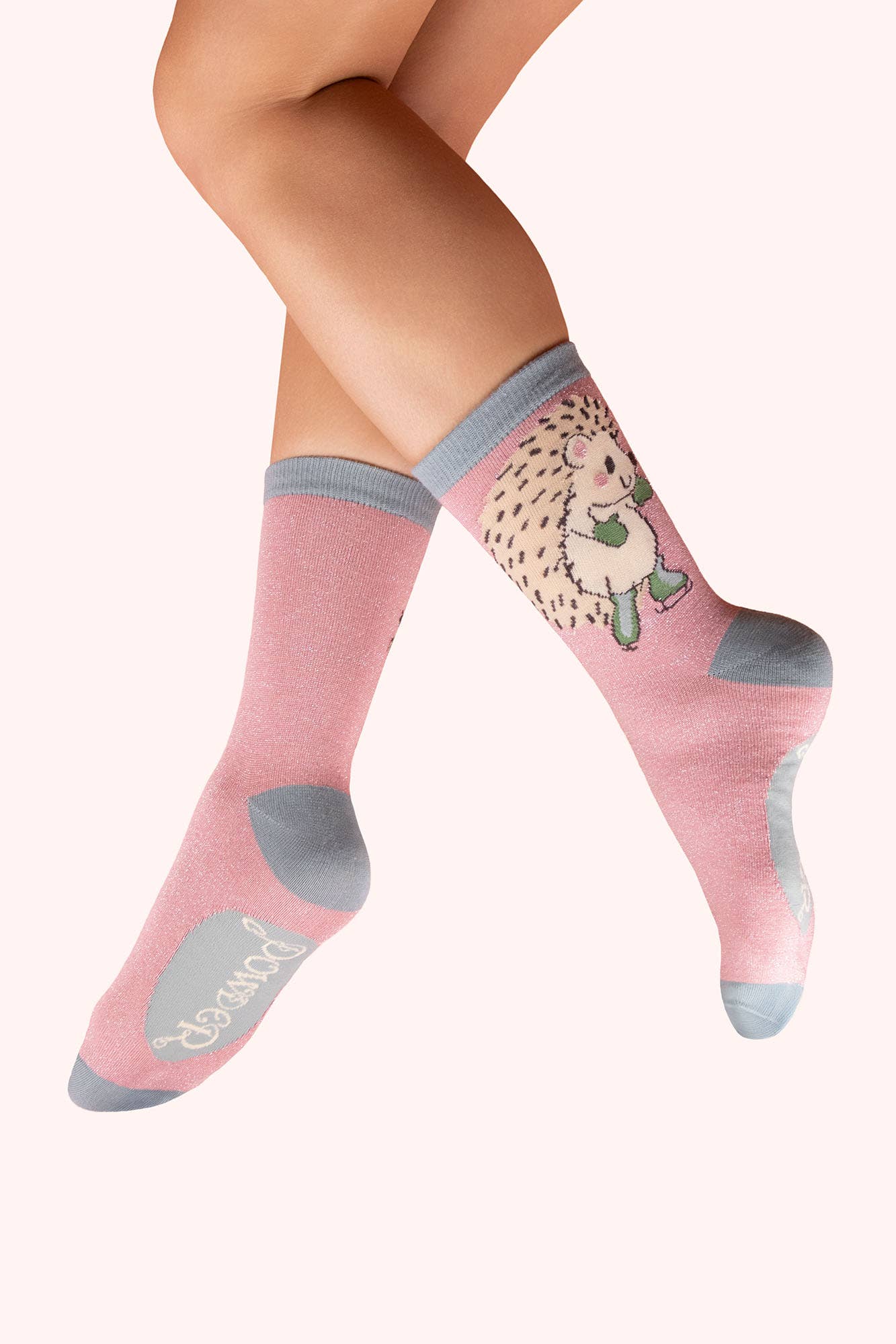 Glitter Ankle Socks - Skating Hedgehog