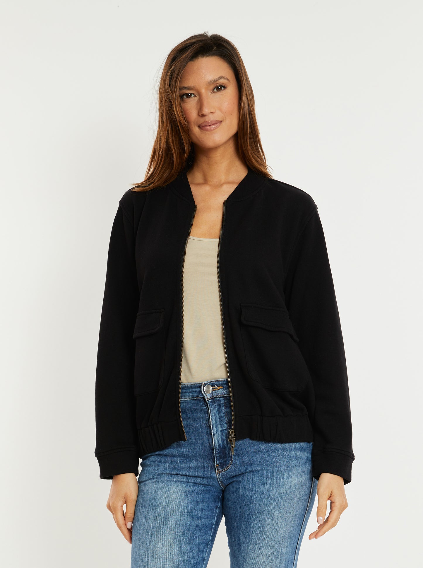 Cinched Waistband Patch Pocket Jacket