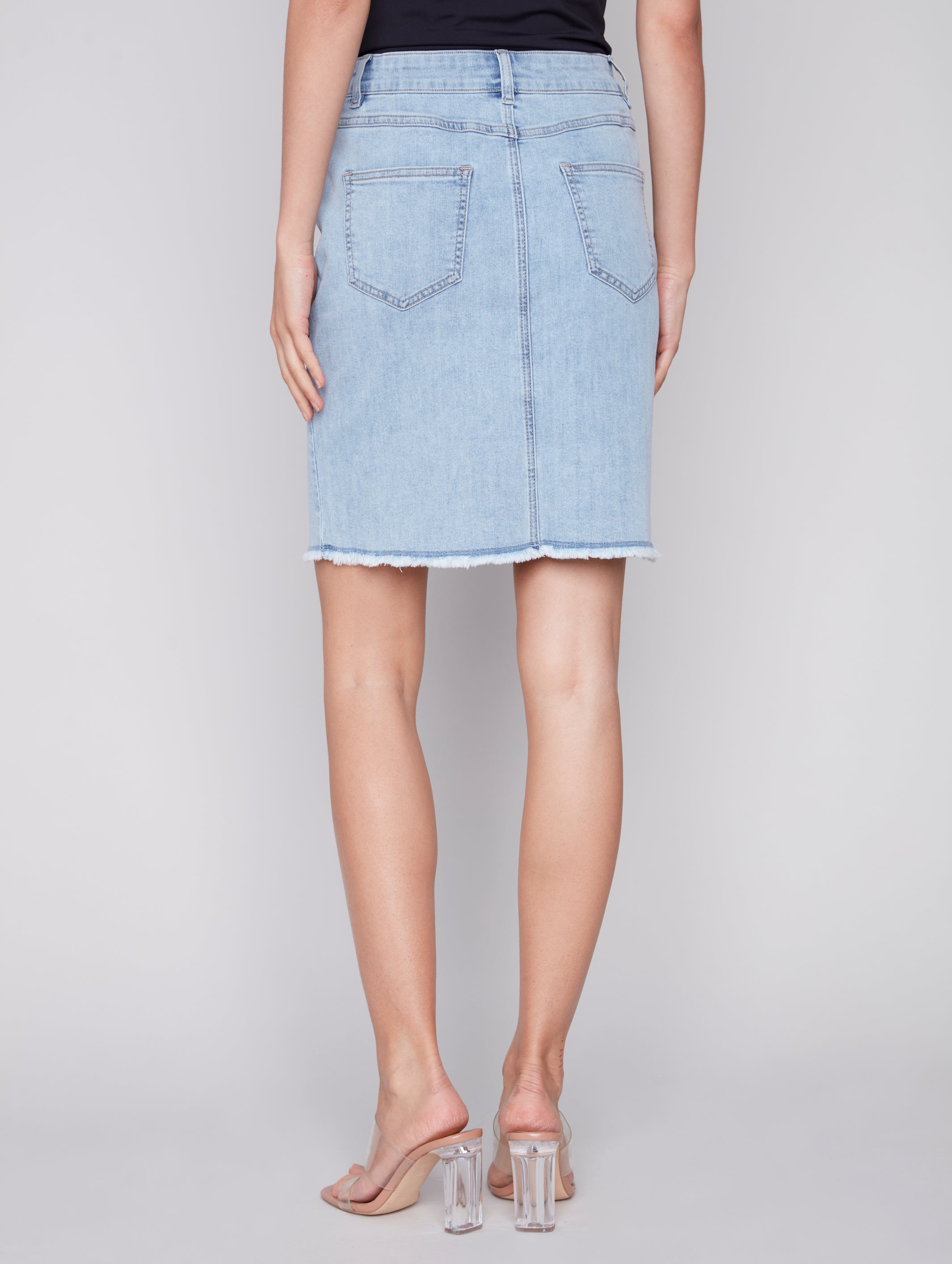 Frayed Hem Denim Skort