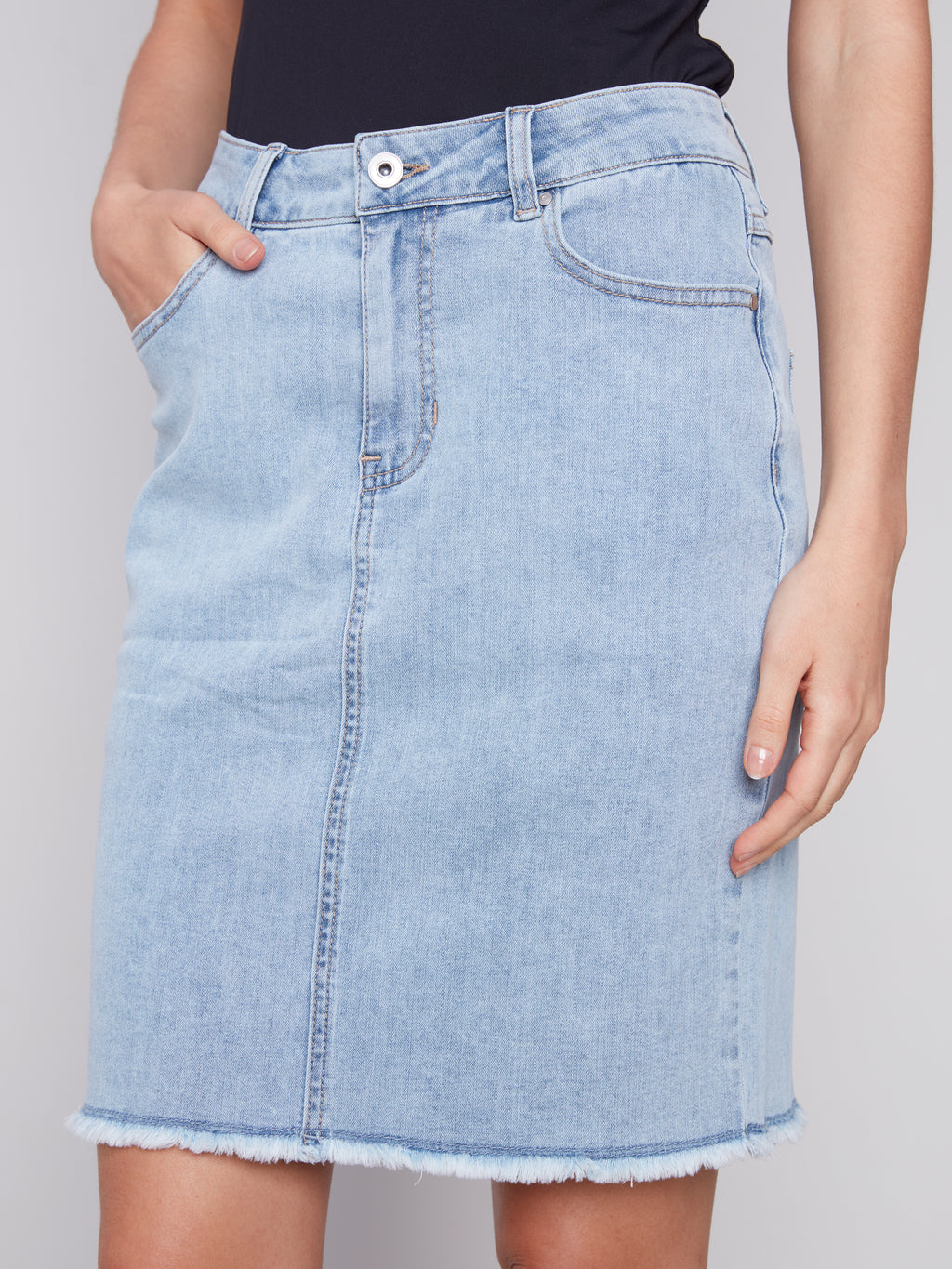 Frayed Hem Denim Skort