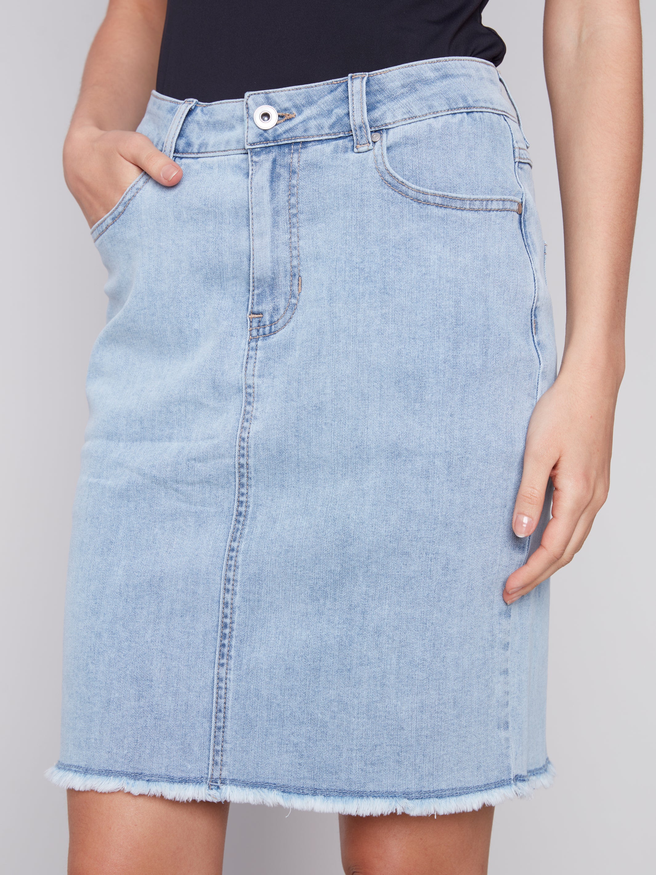 Frayed Hem Denim Skort