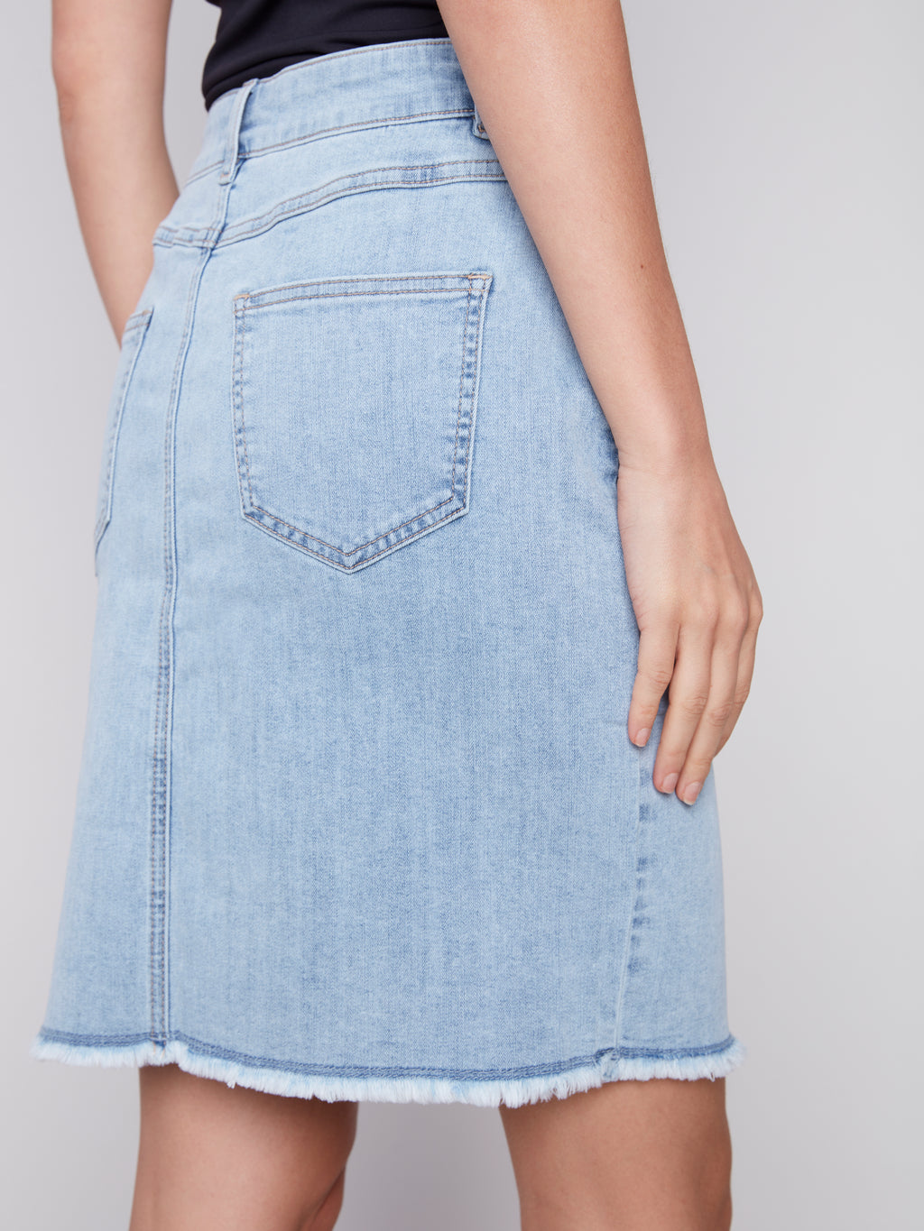 Frayed Hem Denim Skort