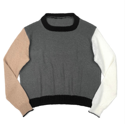 Cropped Colorblack Crew Sweater