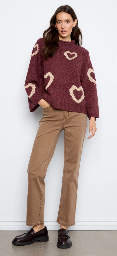 High Neck Sweater W/Hearts
