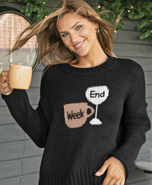 Week VS End Crew Neck Sweater