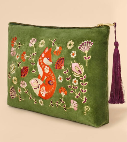 Velvet Embroidered Pouch