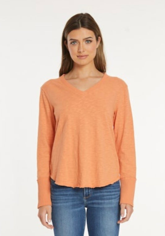LS Waffle Mix VNeck Top