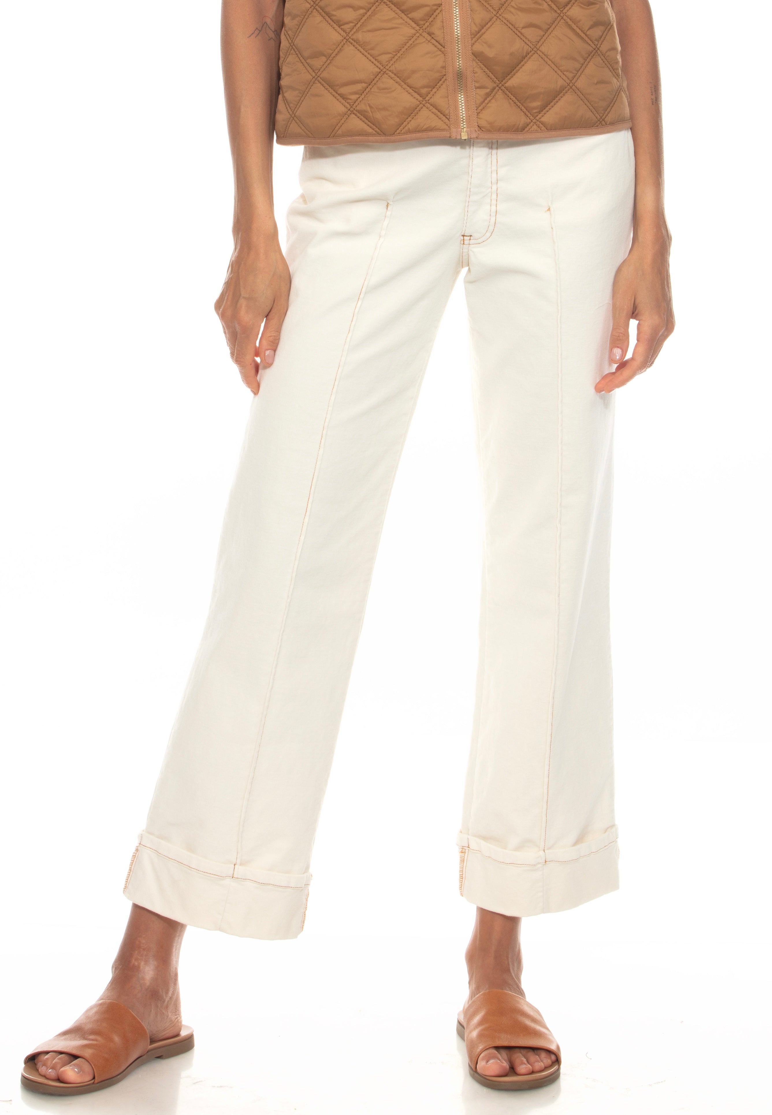 Cotton Stretch Cord Pintuck Cuff Pants