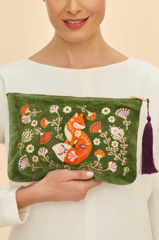 Velvet Embroidered Pouch