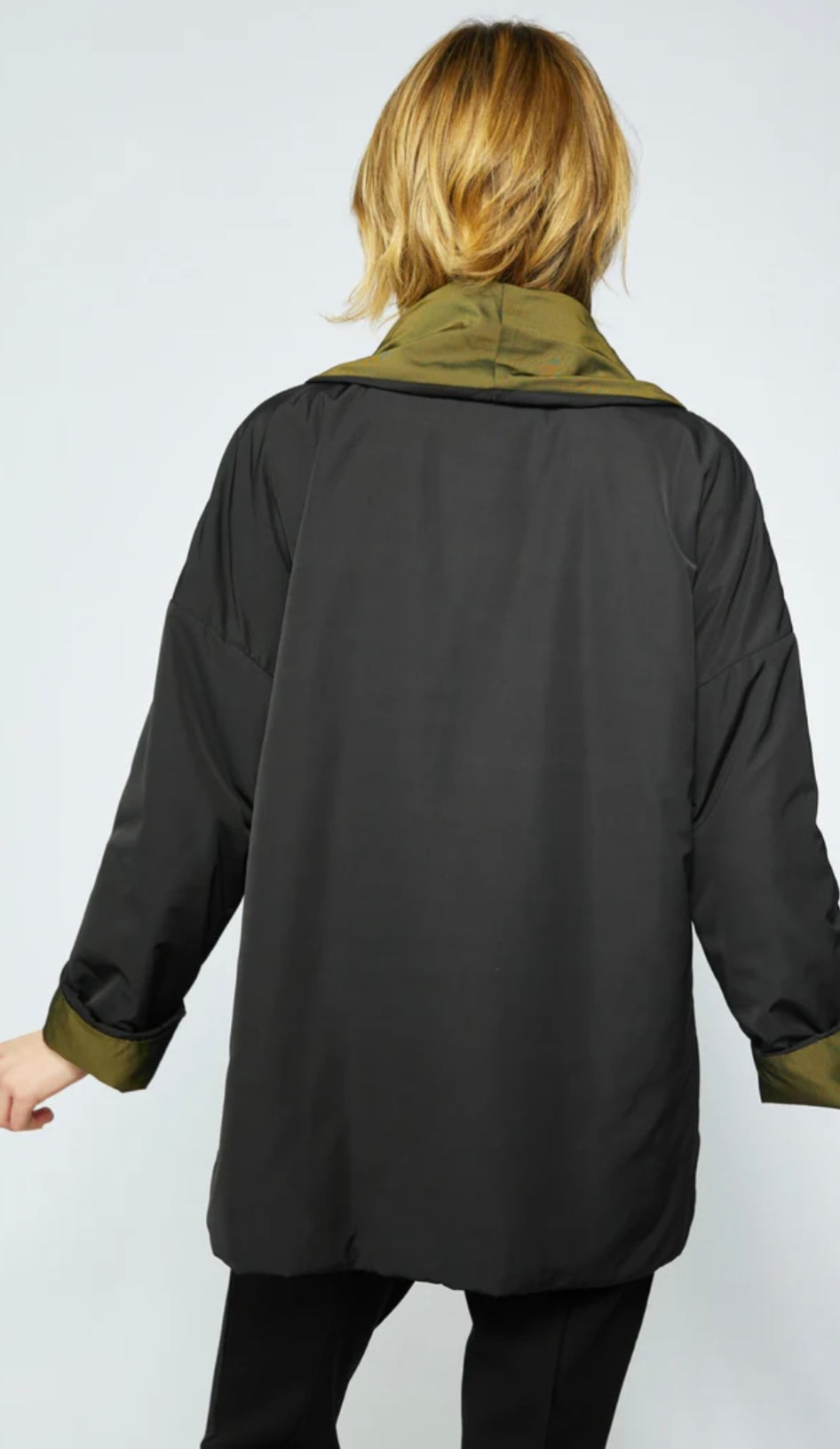 Two Tone Taffeta Metropolitan Coat