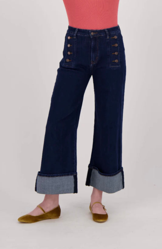 Buttoned Front Denim Pant