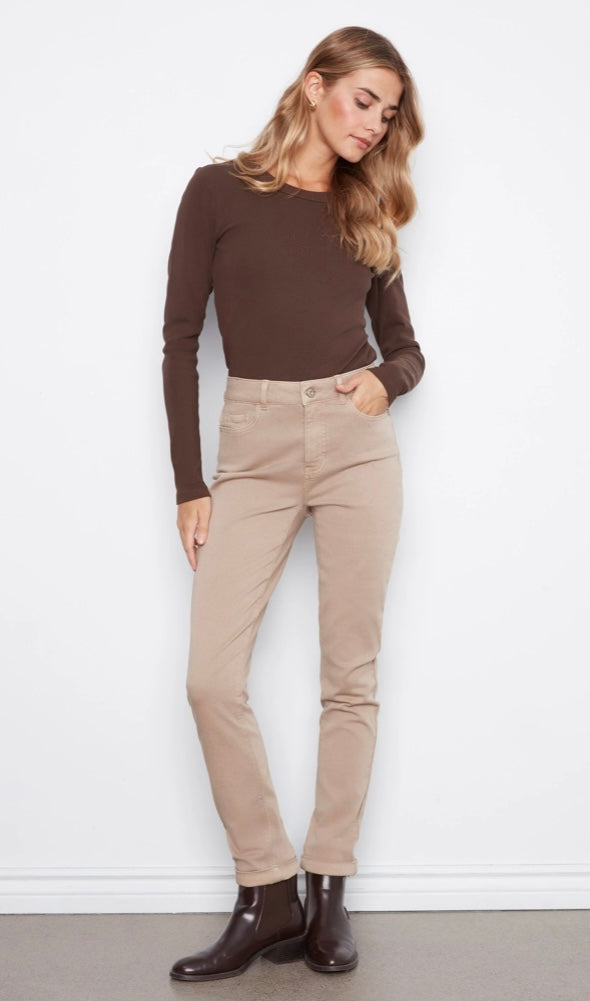 Cuffed Hem Twill Pant