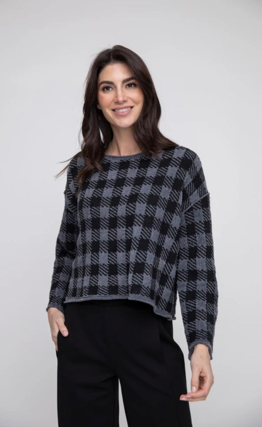 Chenille Check Topper Sweater