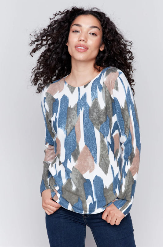 Printed Round Hem Sweater