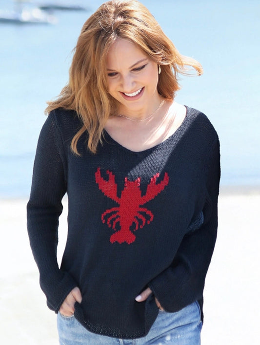 Lobster 3/4 Sleeve V Sweater