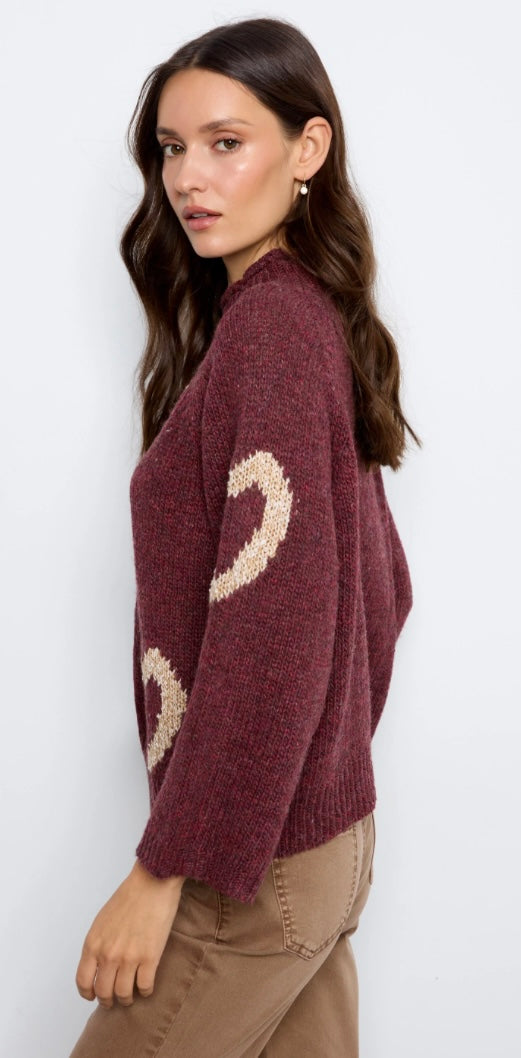 High Neck Sweater W/Hearts