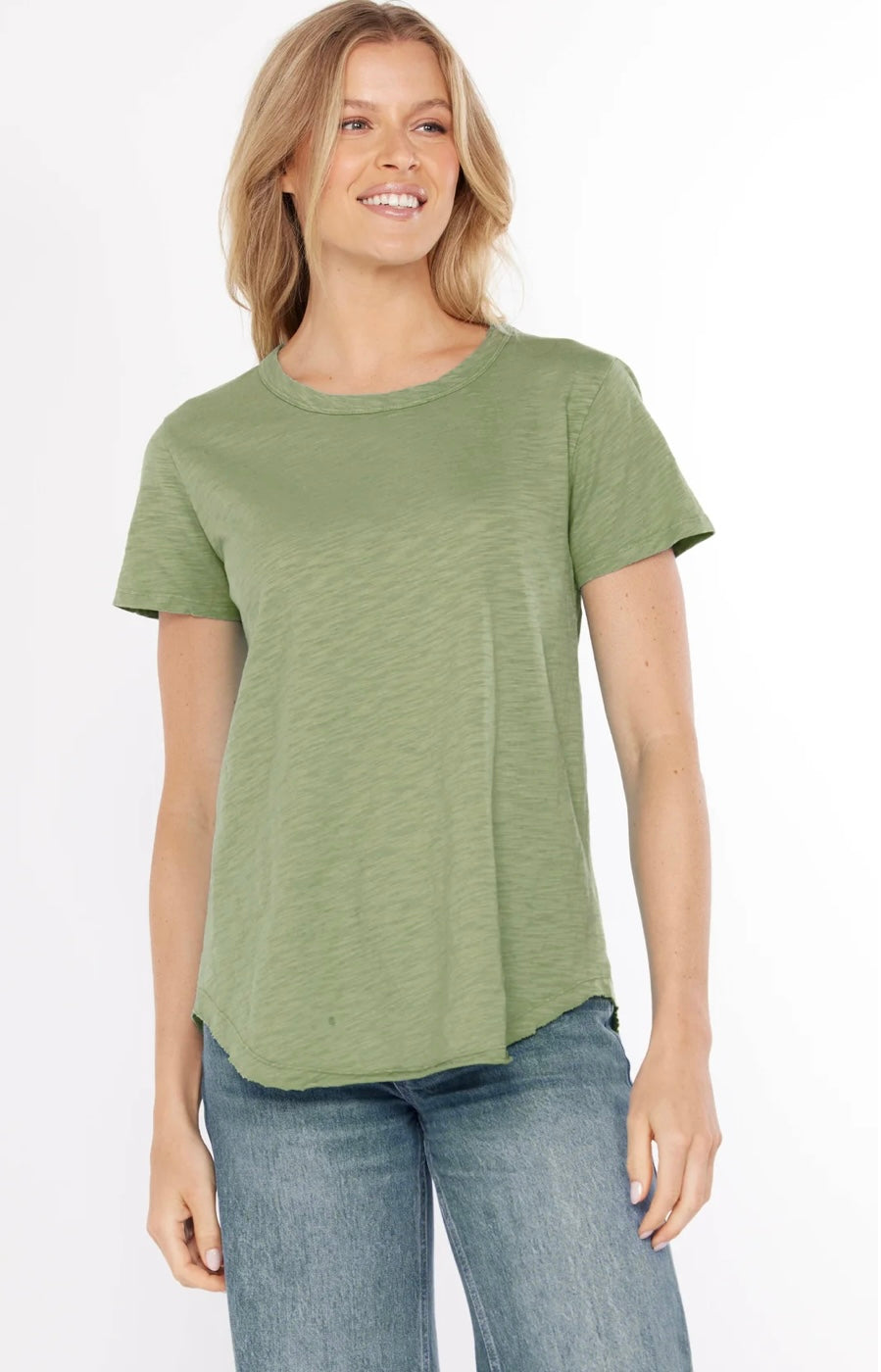Crew Neck Tee W/Curve Hem