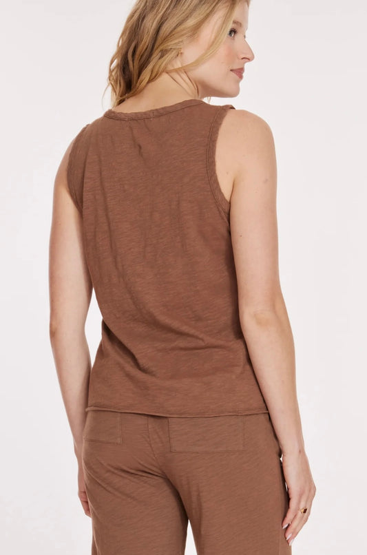 Split Neck Henley Slim Tank