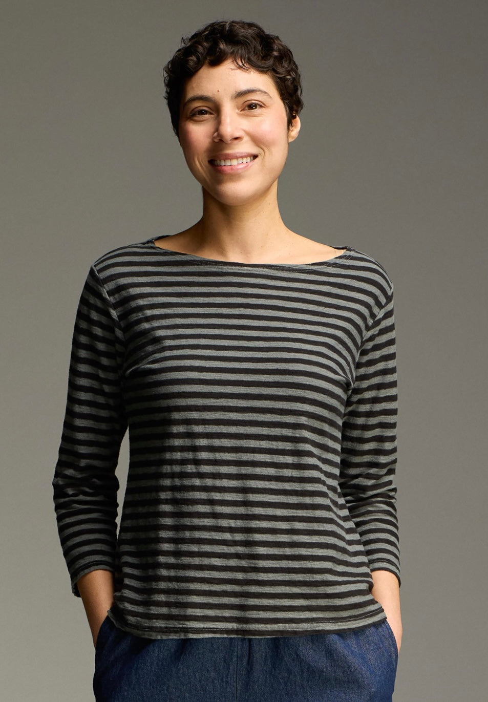 3/4 Sleeve Boatneck Tee