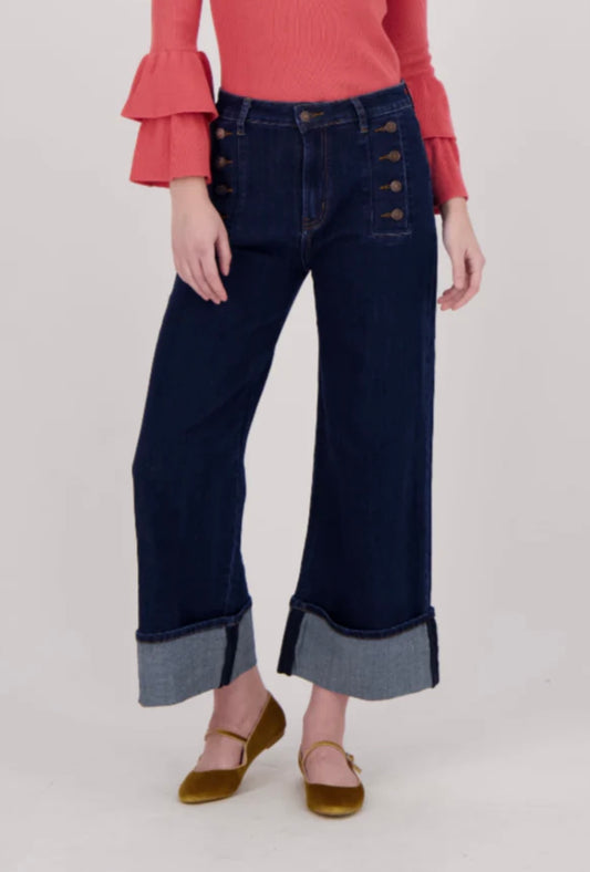 Buttoned Front Denim Pant