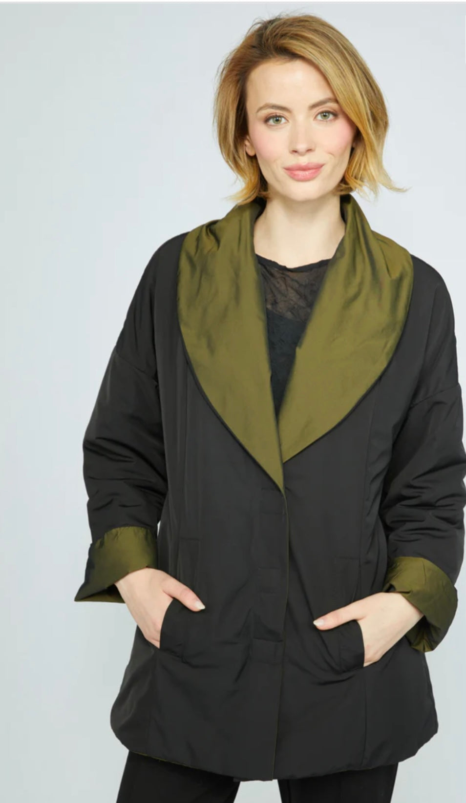 Two Tone Taffeta Metropolitan Coat