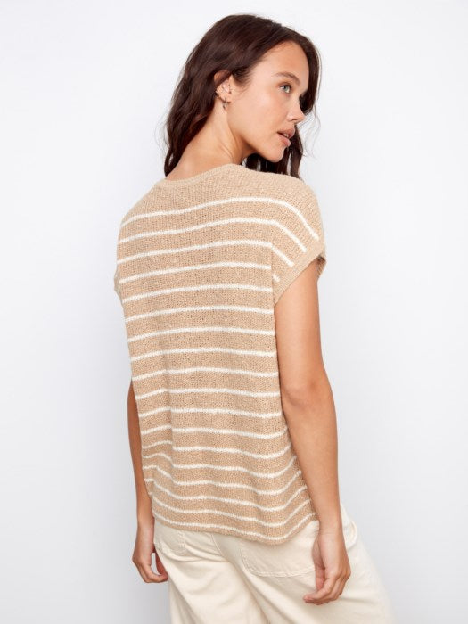 Stripped Drop Cap Crew Sweater