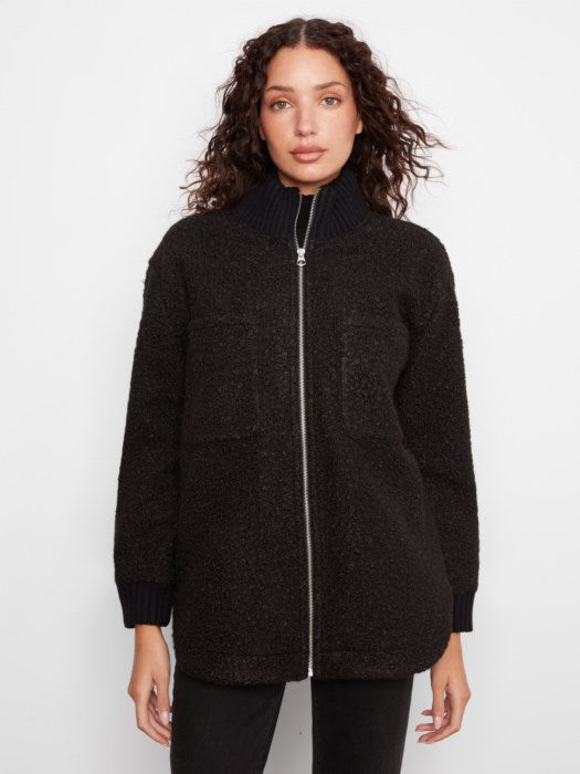 Fuzzy Jacket W/Round Hem