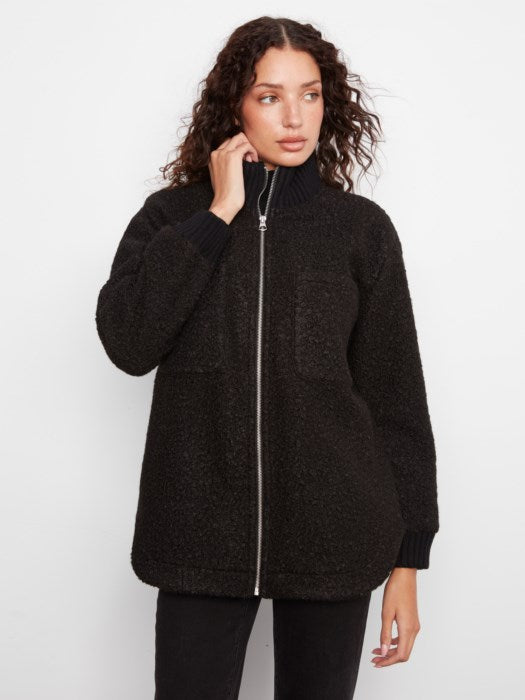 Fuzzy Jacket W/Round Hem