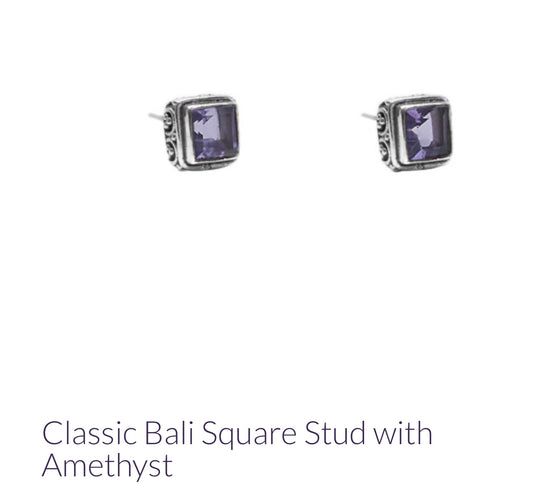 Square Faceted Post Earring With Side Detail